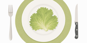 Minimalist dining setting with lettuce