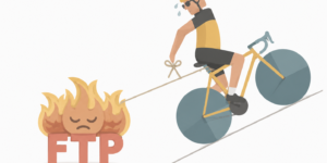 Cyclist struggling uphill with flame burden