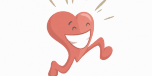 Joyful heart in mid-air leap