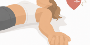 Exhausted athlete with alert symbol